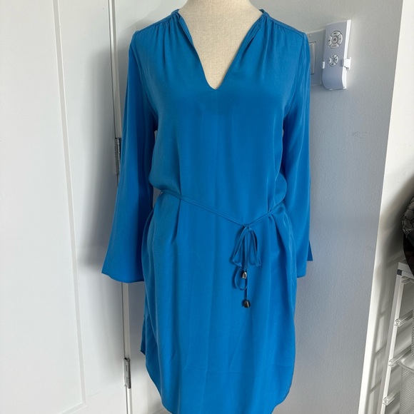 JOIE Motega Tie-Waist Silk Blue Dress X Small NWOT - Picture 2 of 12